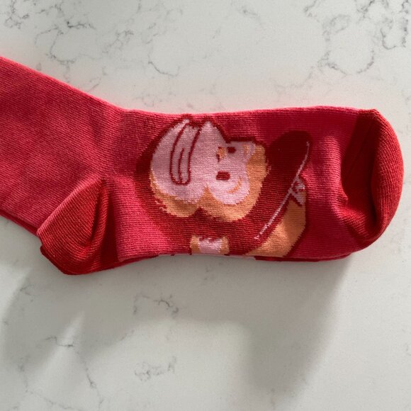 Mail Chimp Fire Engine Red Freddie's Feet Warmers Cotton Poly Socks Red Pink OS - Picture 6 of 7